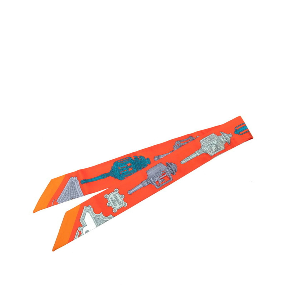 Hermes Twilly Merveilleuses Lanternes Scarf Muffler, Red Silk, Women's HERMES